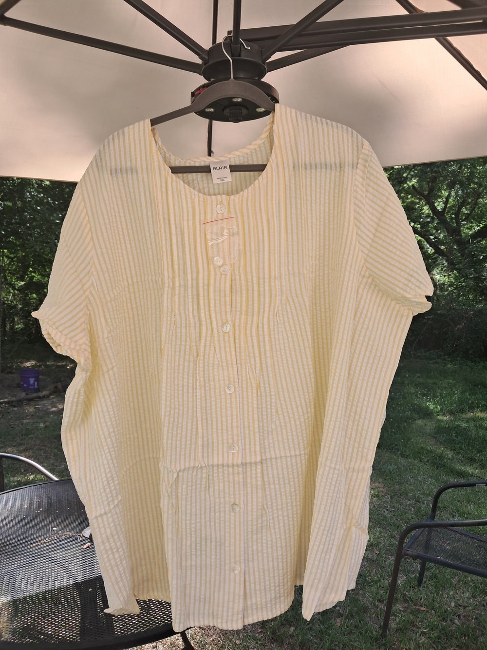 Blair Yellow and White Striped Button Front Tunic